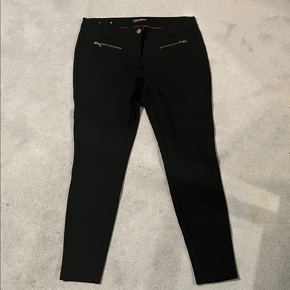 Black Skinny Trouser Pants with Gold Accents - Picture 2 of 7